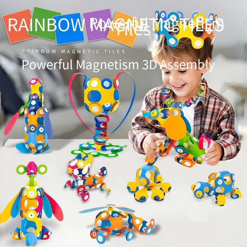 Cosplay Prop Building - 48-delige regenboog magnetische platen set, 3D